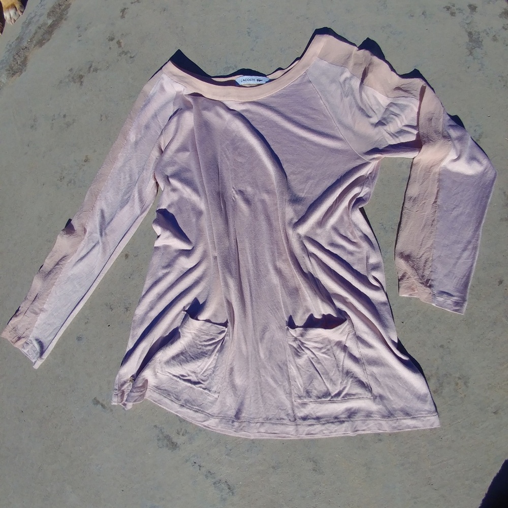 Ught slamon colored lacoste blouse/shirt